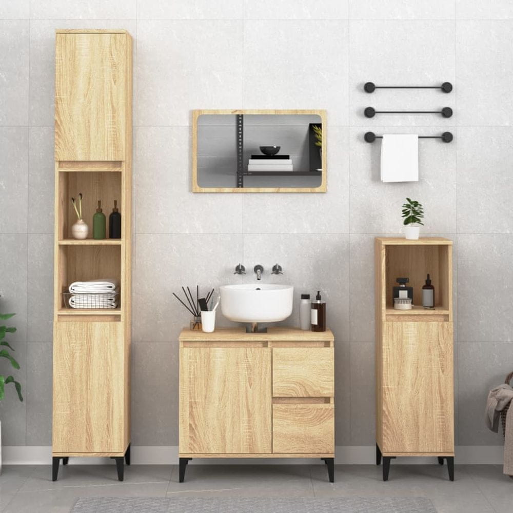 Vidaxl 3-dielna súprava kúpeľňových skriniek sonoma kompozitné drevo